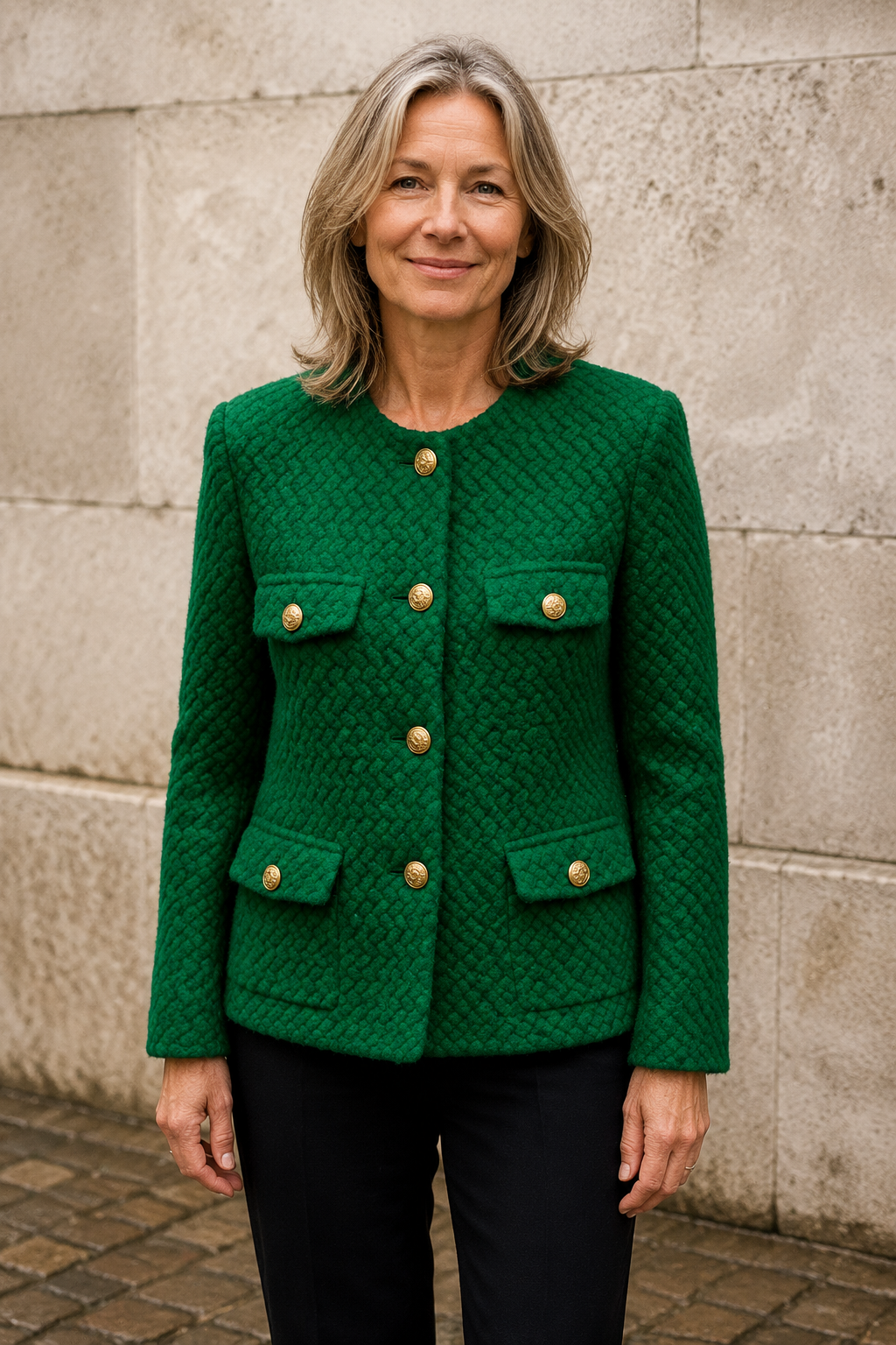 Velvet textured short jacket closed