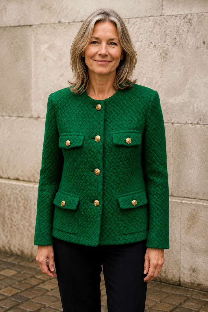 Velvet textured short jacket closed