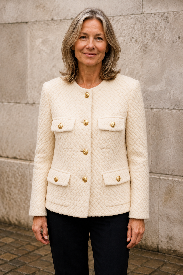 Velvet Textured Short Jacket - Ivory
