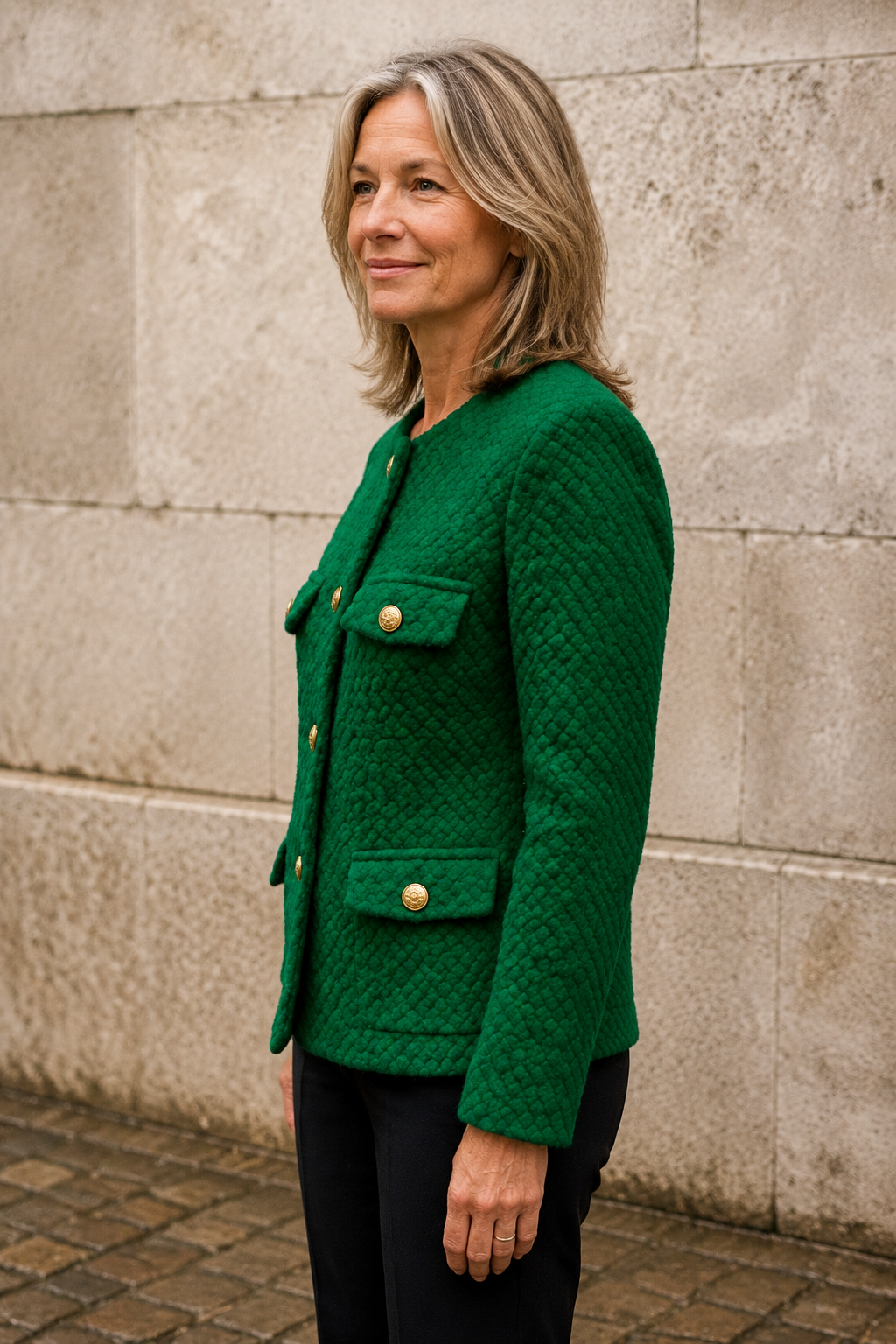 Velvet Textured Short Jacket - Forest Green