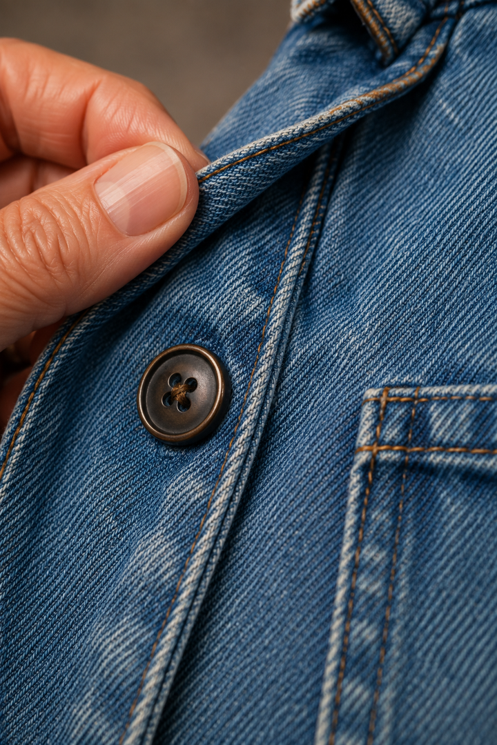 Washed Denim Oversized Jacket - fabric close-up