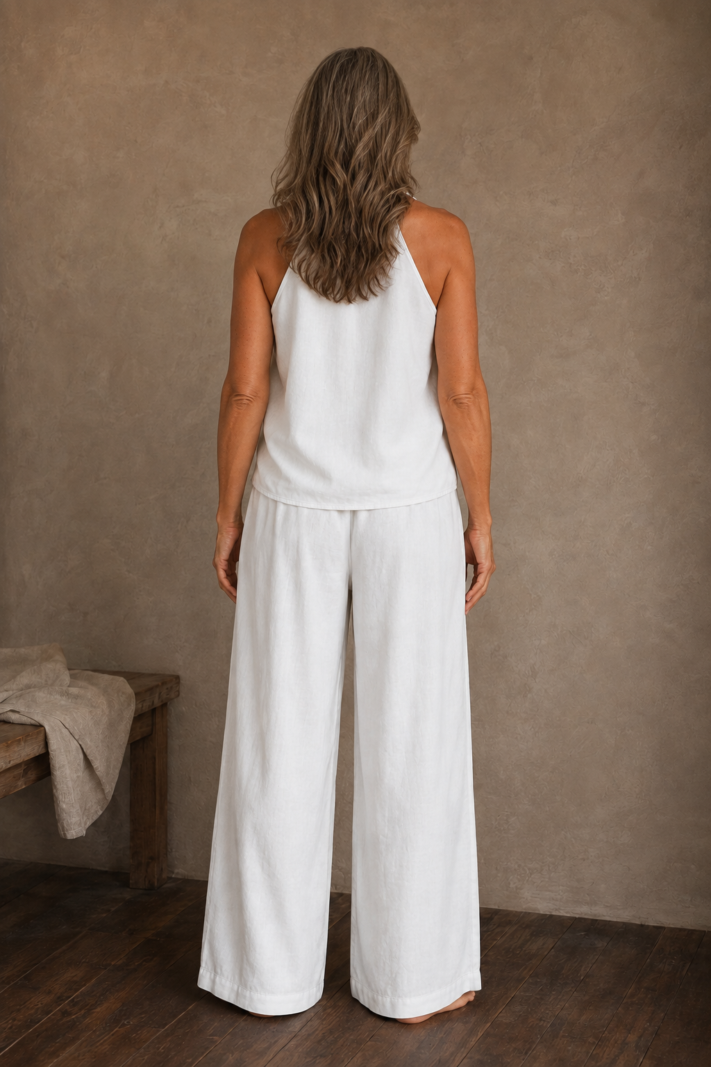 Washed Denim Vest And Trouser Set back view