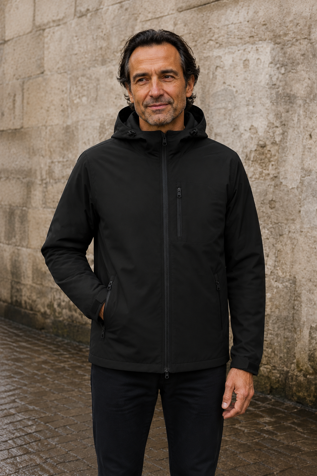 Waterproof Hooded Windbreaker Jacket - hero closed
