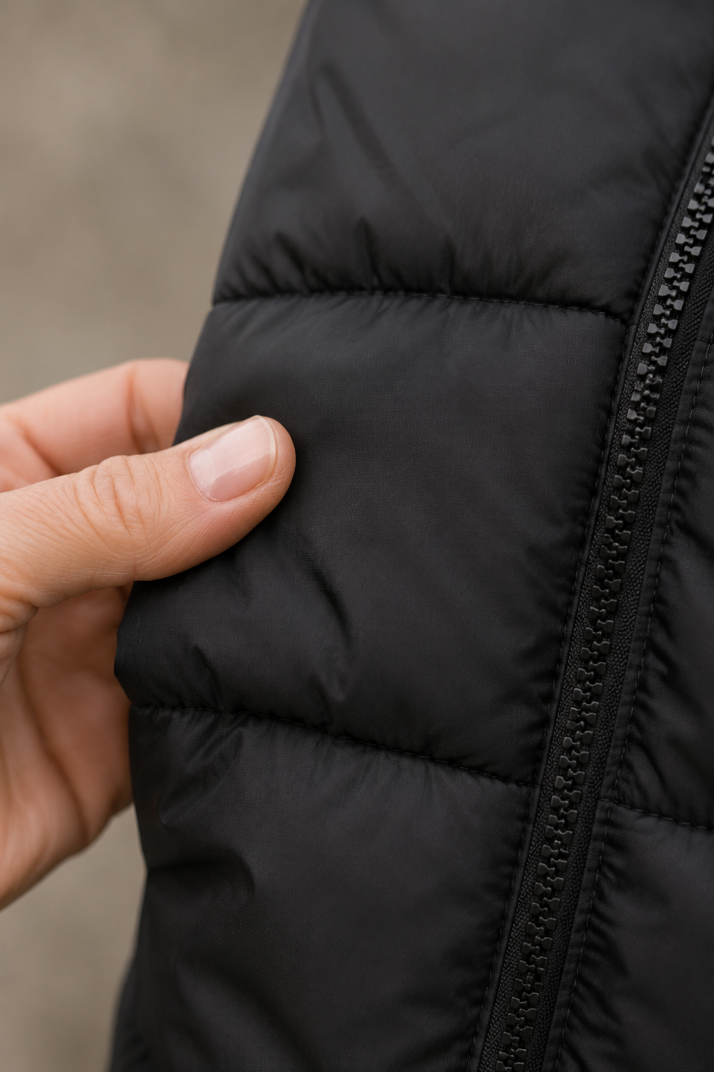 Wilhelmina | Quilted Longline Hooded Vest - fabric close-up