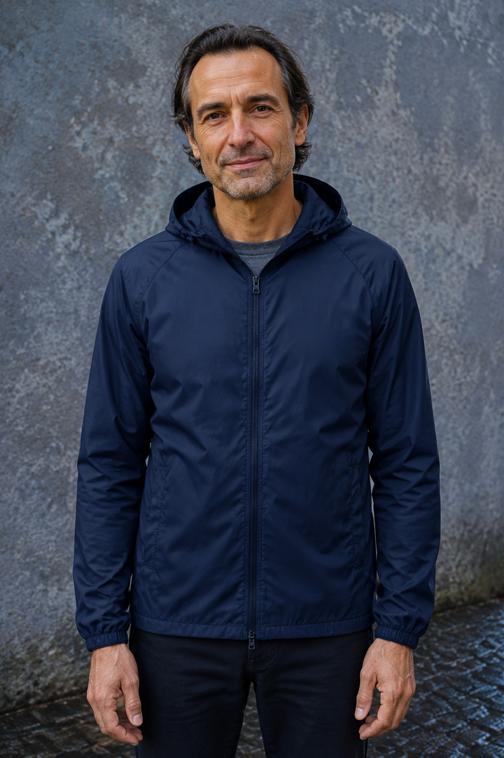 Wind Resistant Hooded Shell Jacket - hero closed