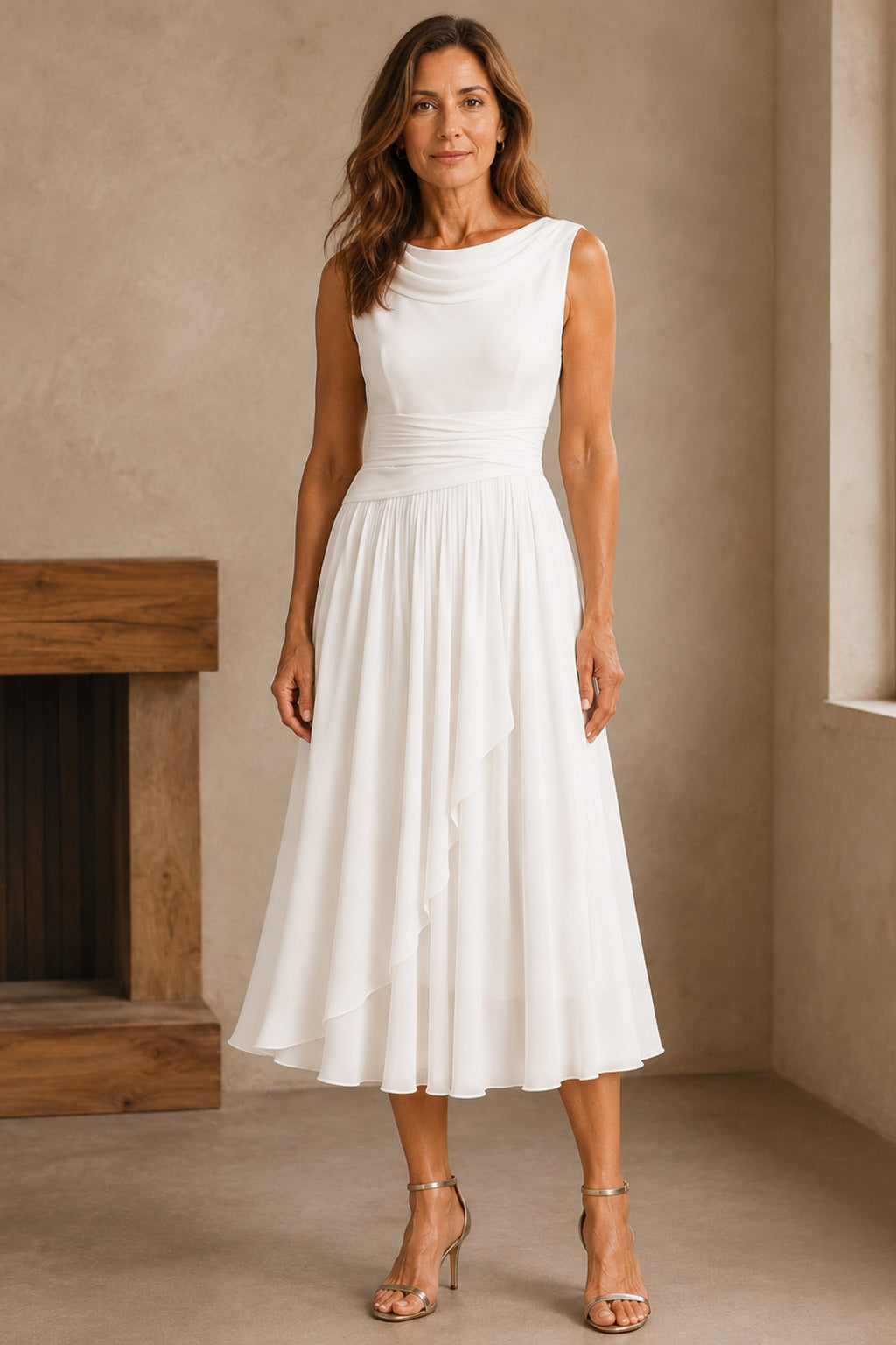 Vivian | Sleeveless Pleated Midi Dress