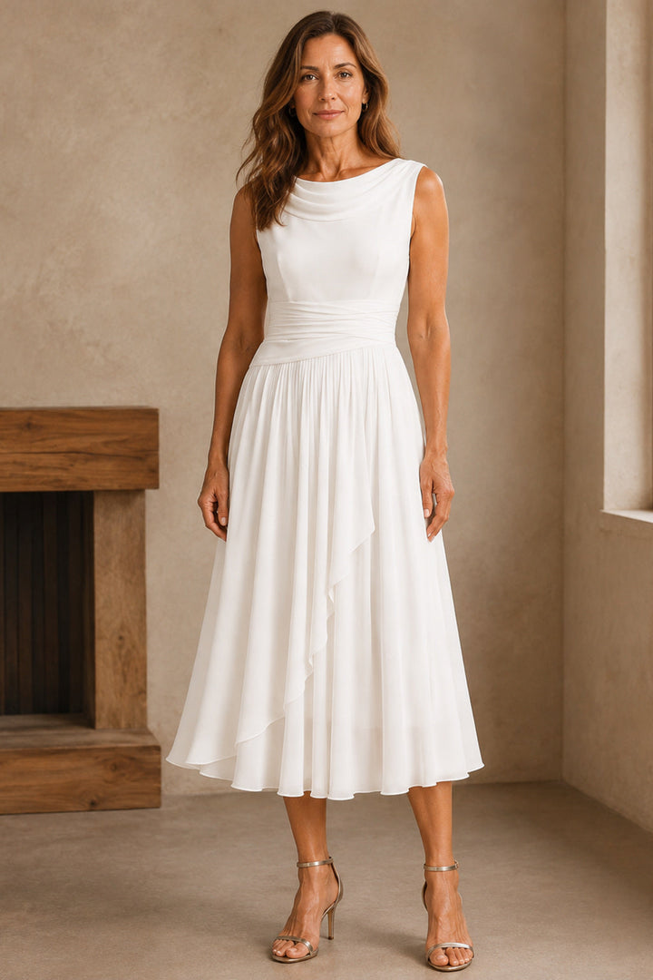 Vivian | Sleeveless Pleated Midi Dress