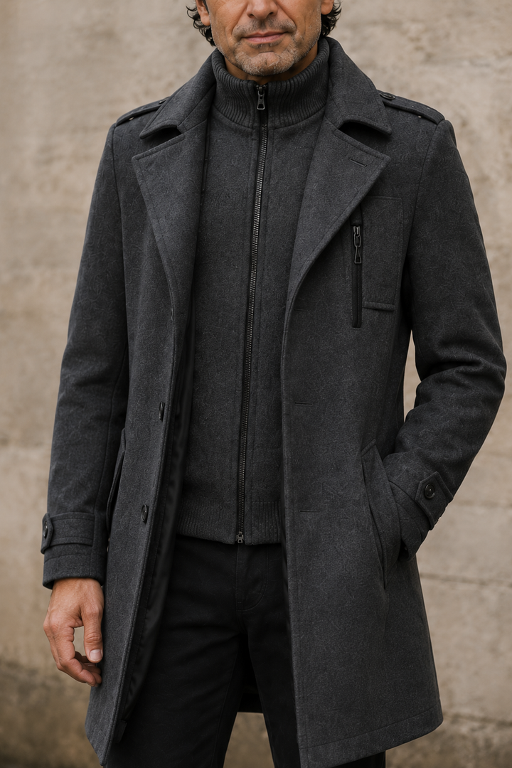 Wool Blend Double Layer Coat - detail
