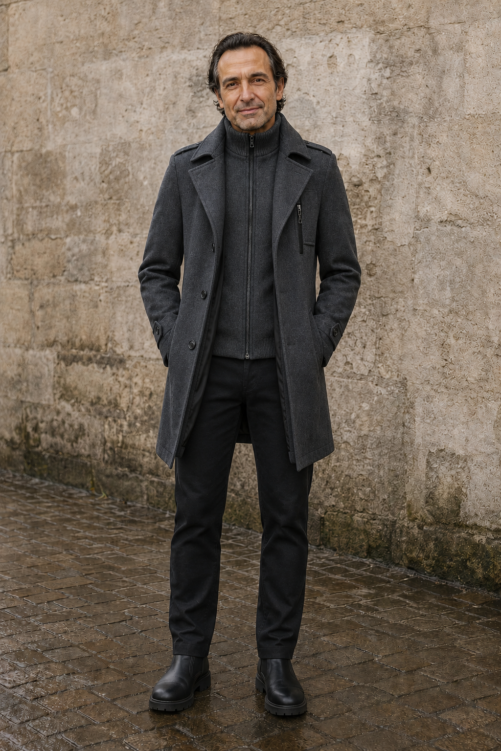 Wool Blend Double Layer Coat - voorkant open