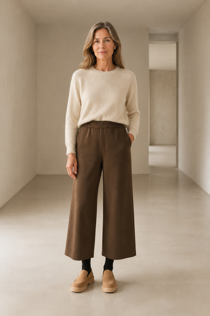 Wool Blend Elastic Waist Trousers