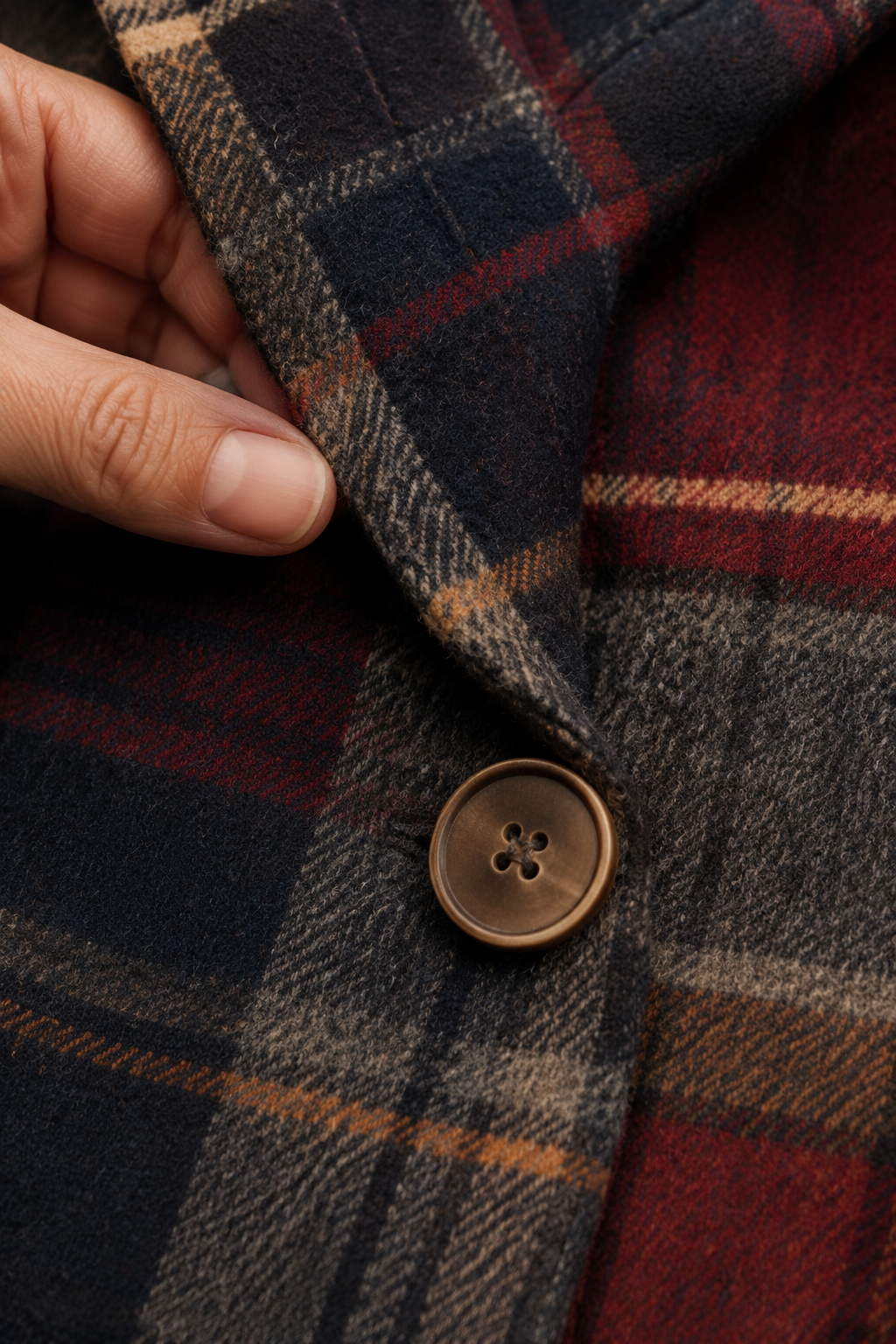 Wool Blend Plaid Jacket - fabric close-up