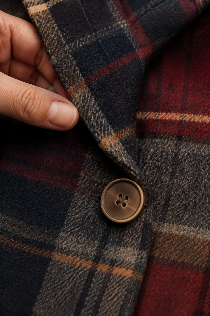 Wool Blend Plaid Jacket - fabric close-up