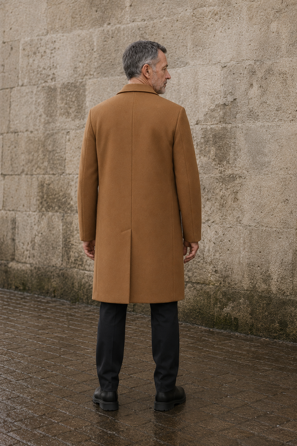 Wool Blend Plaid Trench Coat - back