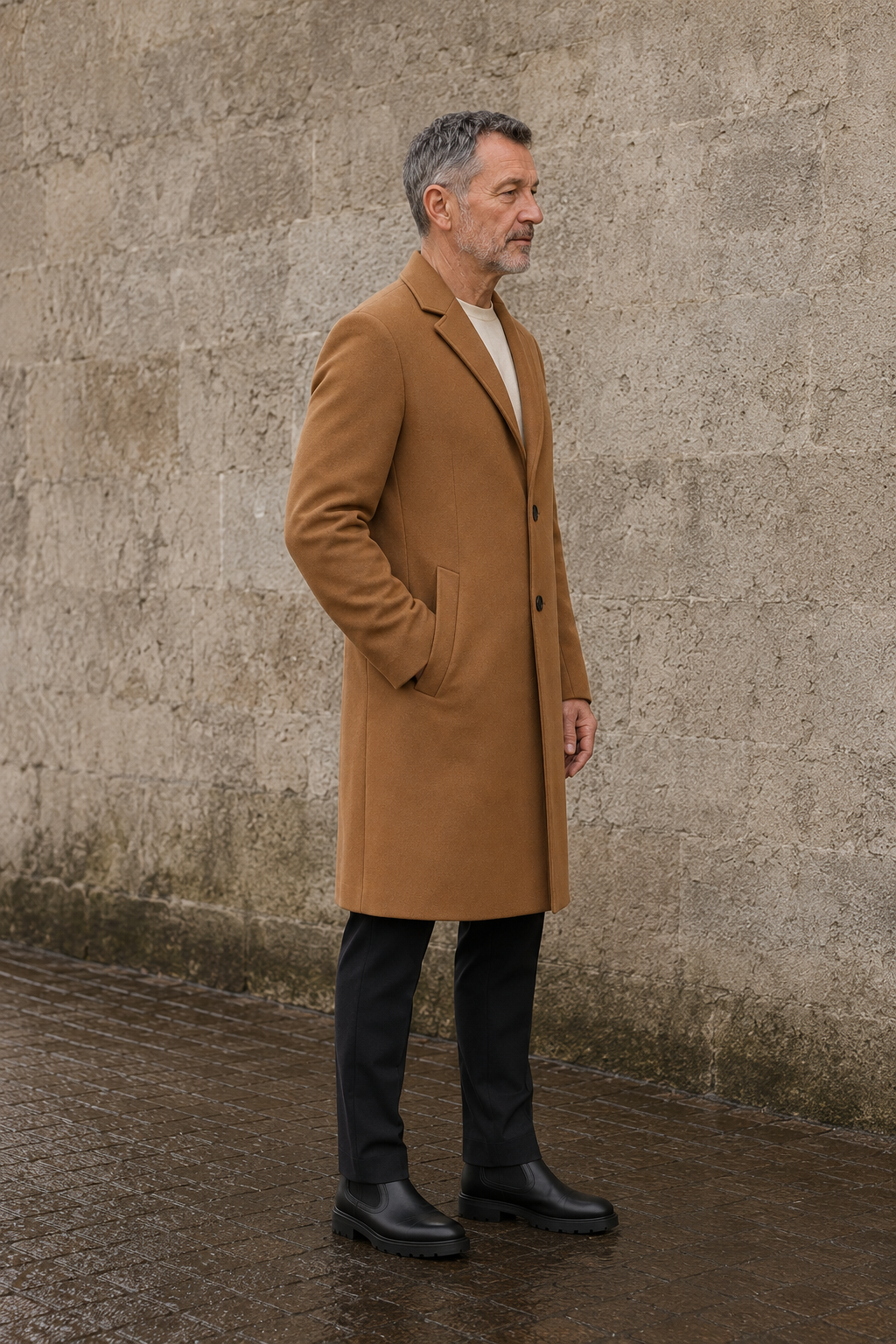 Wool Blend Plaid Trench Coat - side