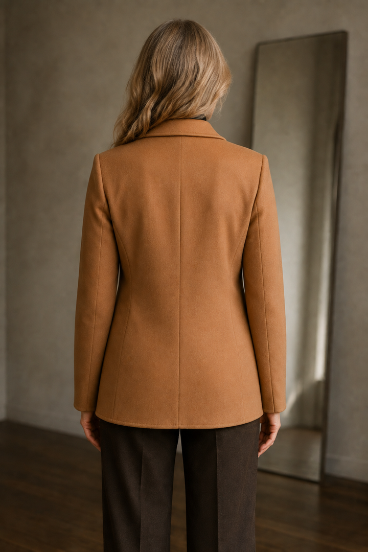 Wool Blend Tailored Blazer - Camel