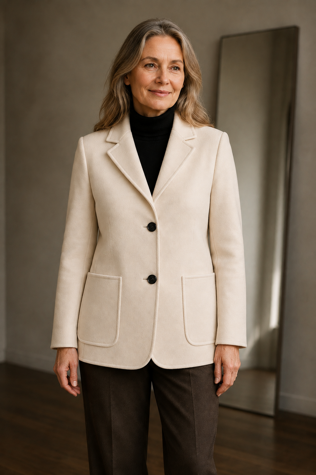Wool Blend Tailored Blazer - Ivory