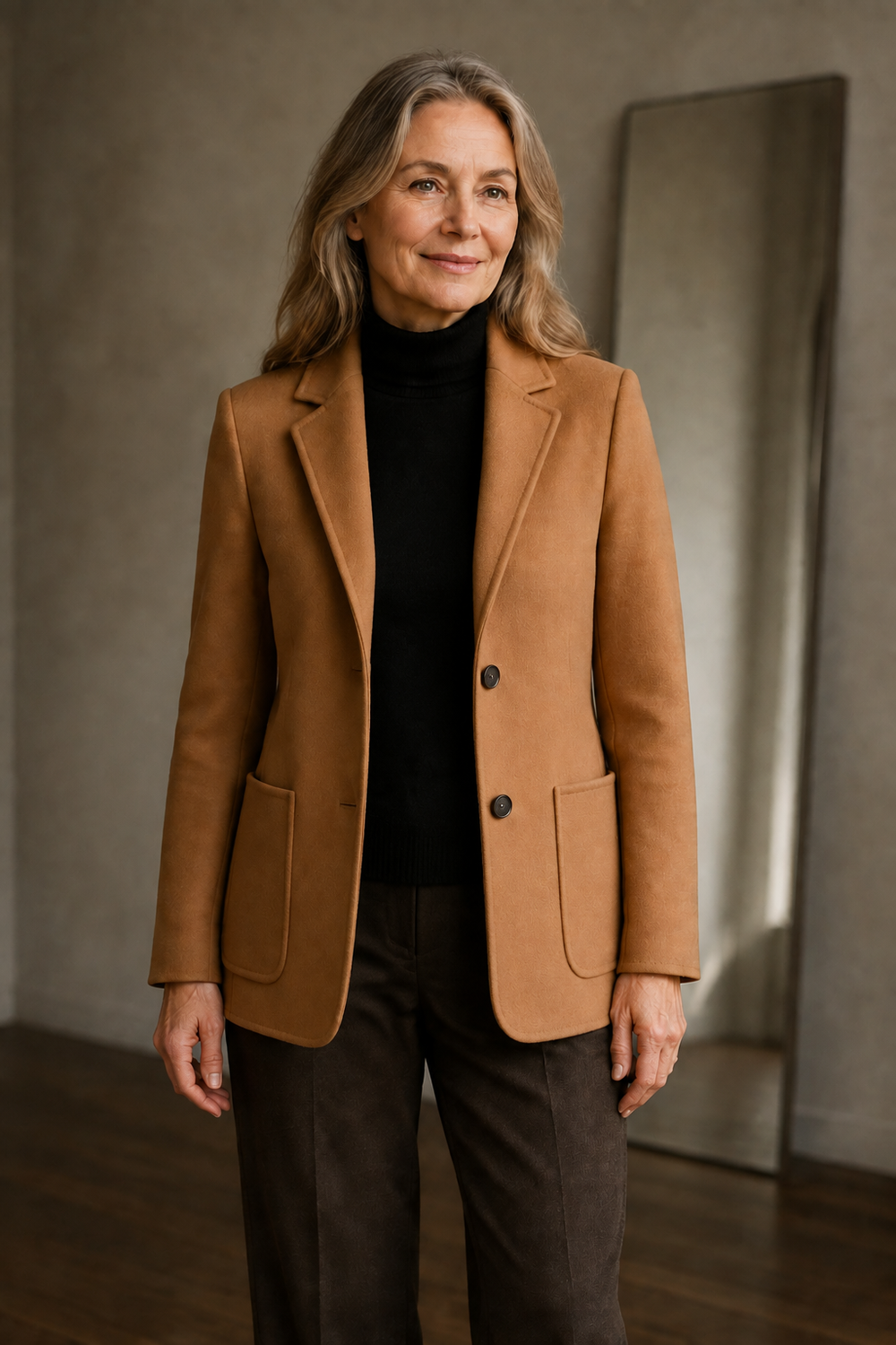 Wool blend tailored blazer open