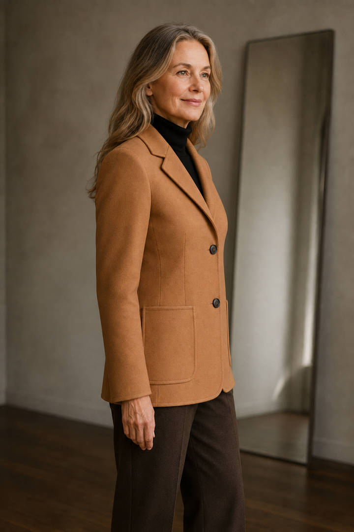 Wool Blend Tailored Blazer - Camel