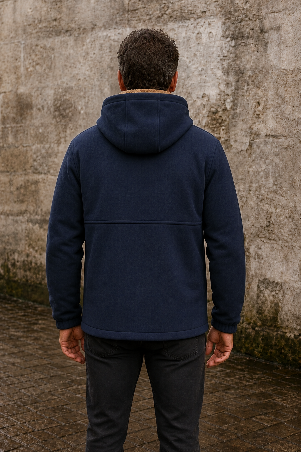 Wool Fleece Lined Hooded Jacket - back