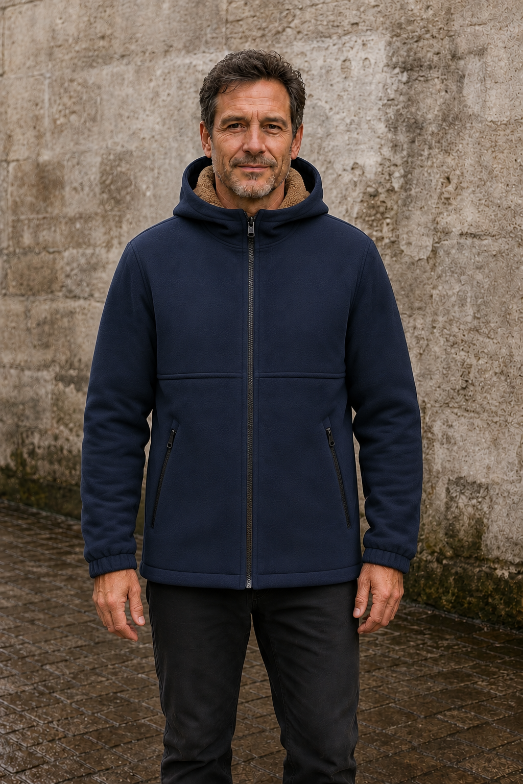 Wool Fleece Lined Hooded Jacket - hero closed