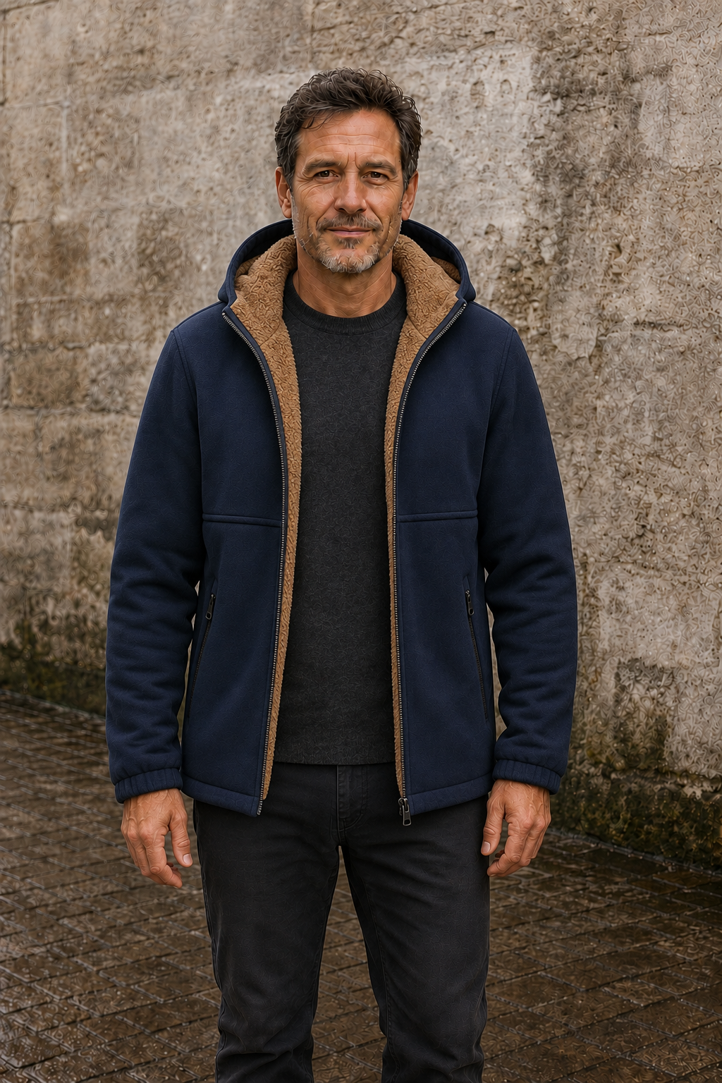 Wool Fleece Lined Hooded Jacket - hero open