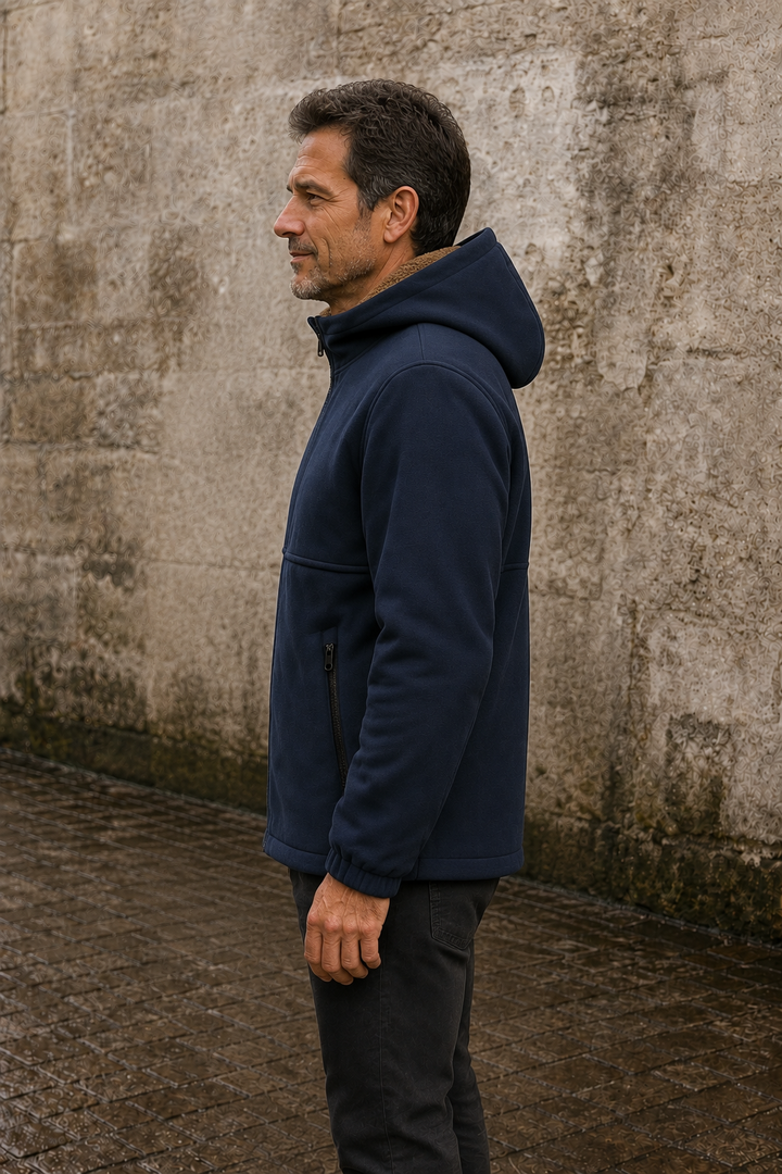 Wool Fleece Lined Hooded Jacket - side