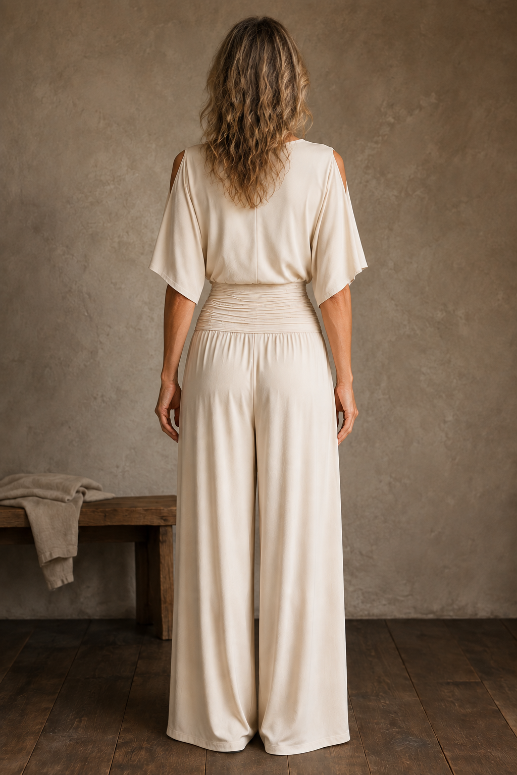 Wrap Front Wide Leg Jumpsuit back view