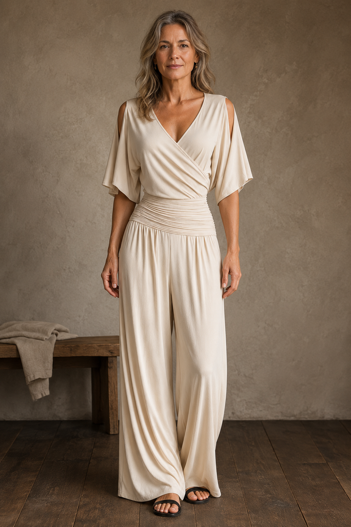 Wrap Front Wide Leg Jumpsuit editorial product photo