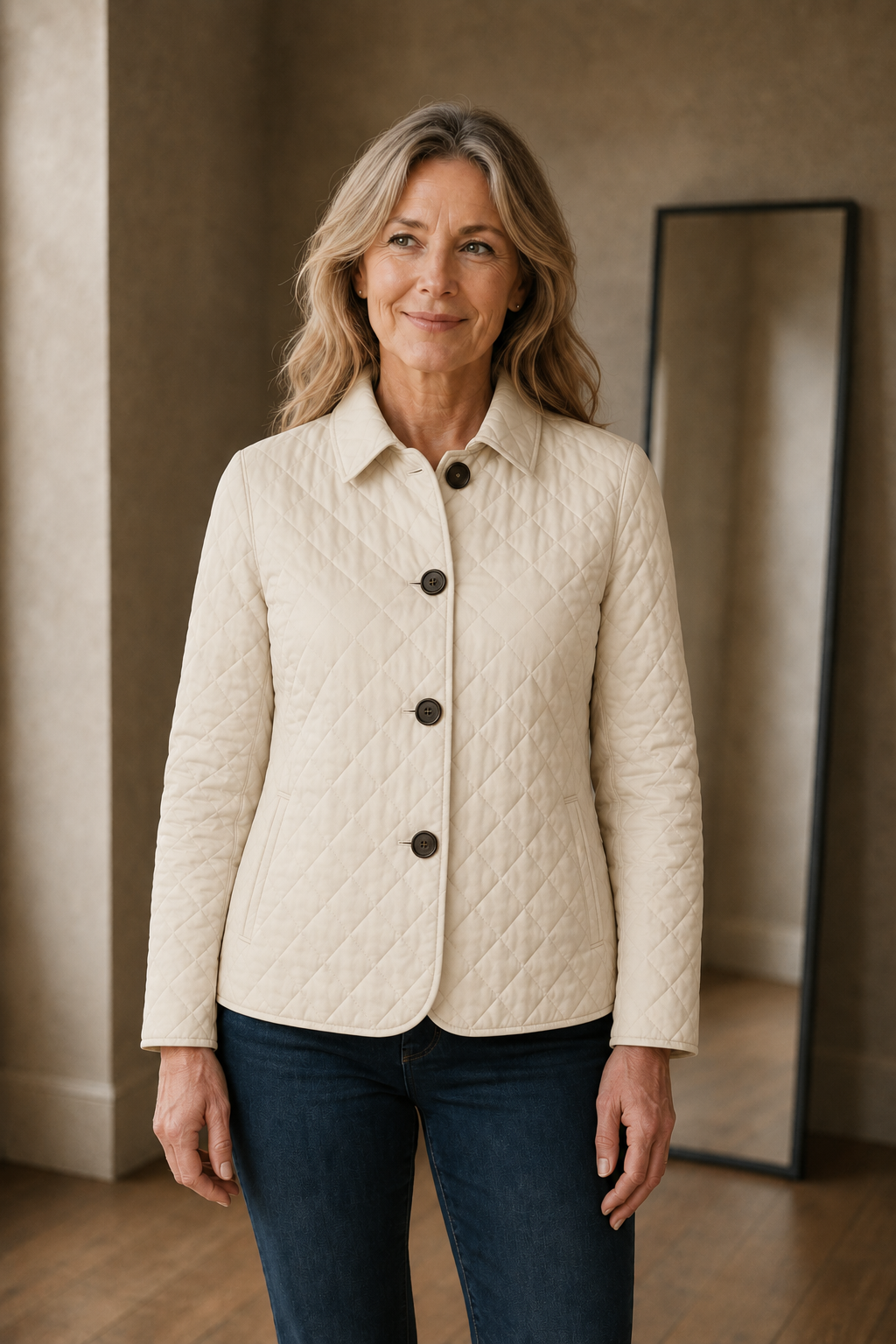 Zephirine | Channel Quilted Jacket - Beige