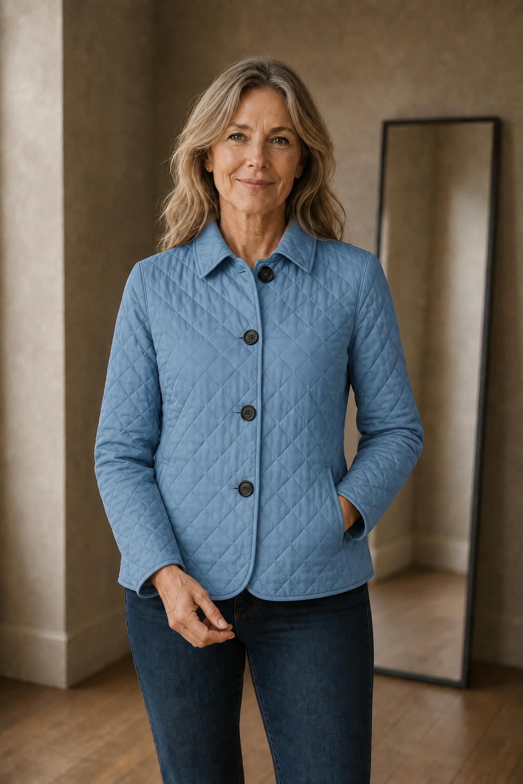Zephirine | Channel Quilted Jacket - Light Blue
