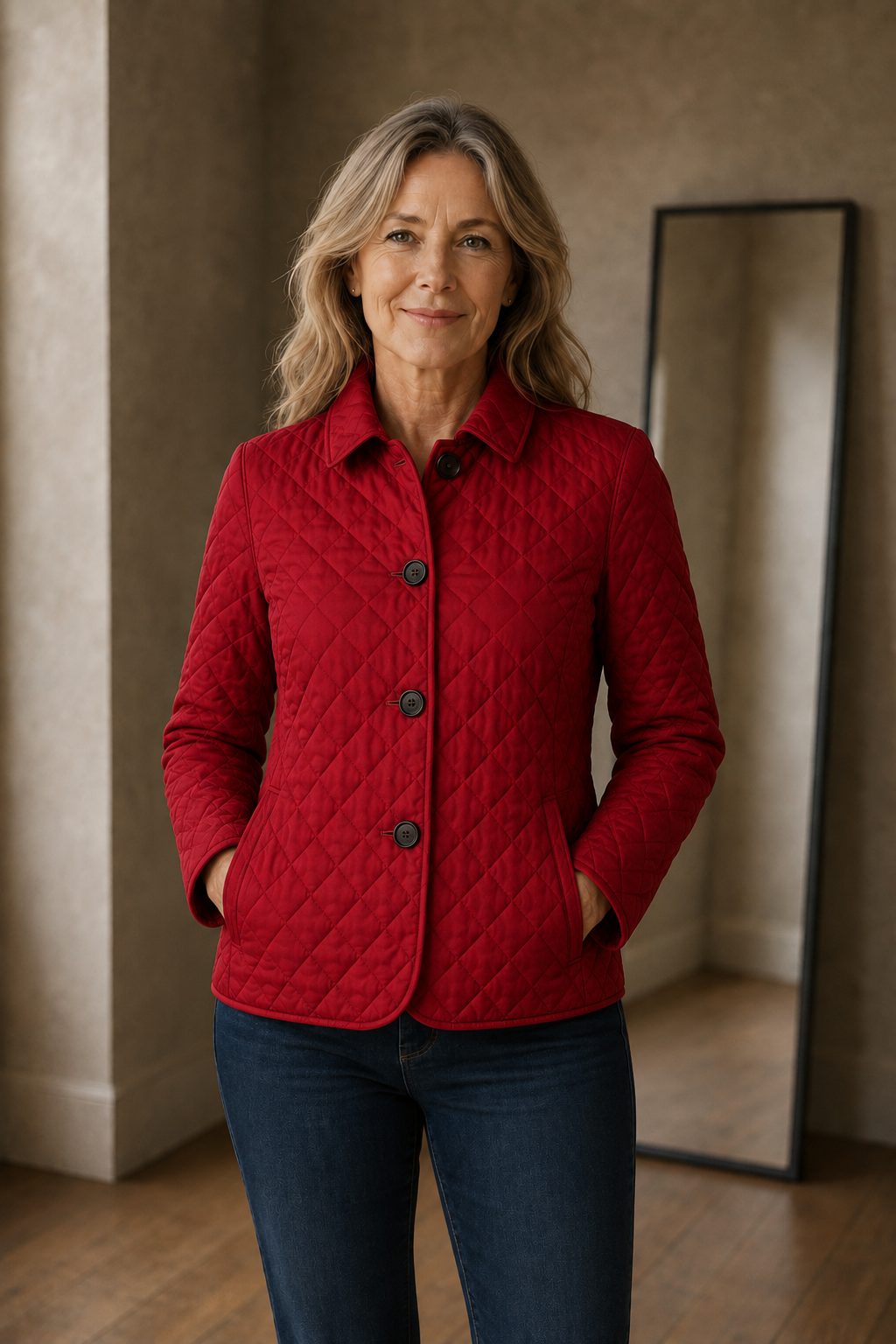 Zephirine | Channel Quilted Jacket - Red