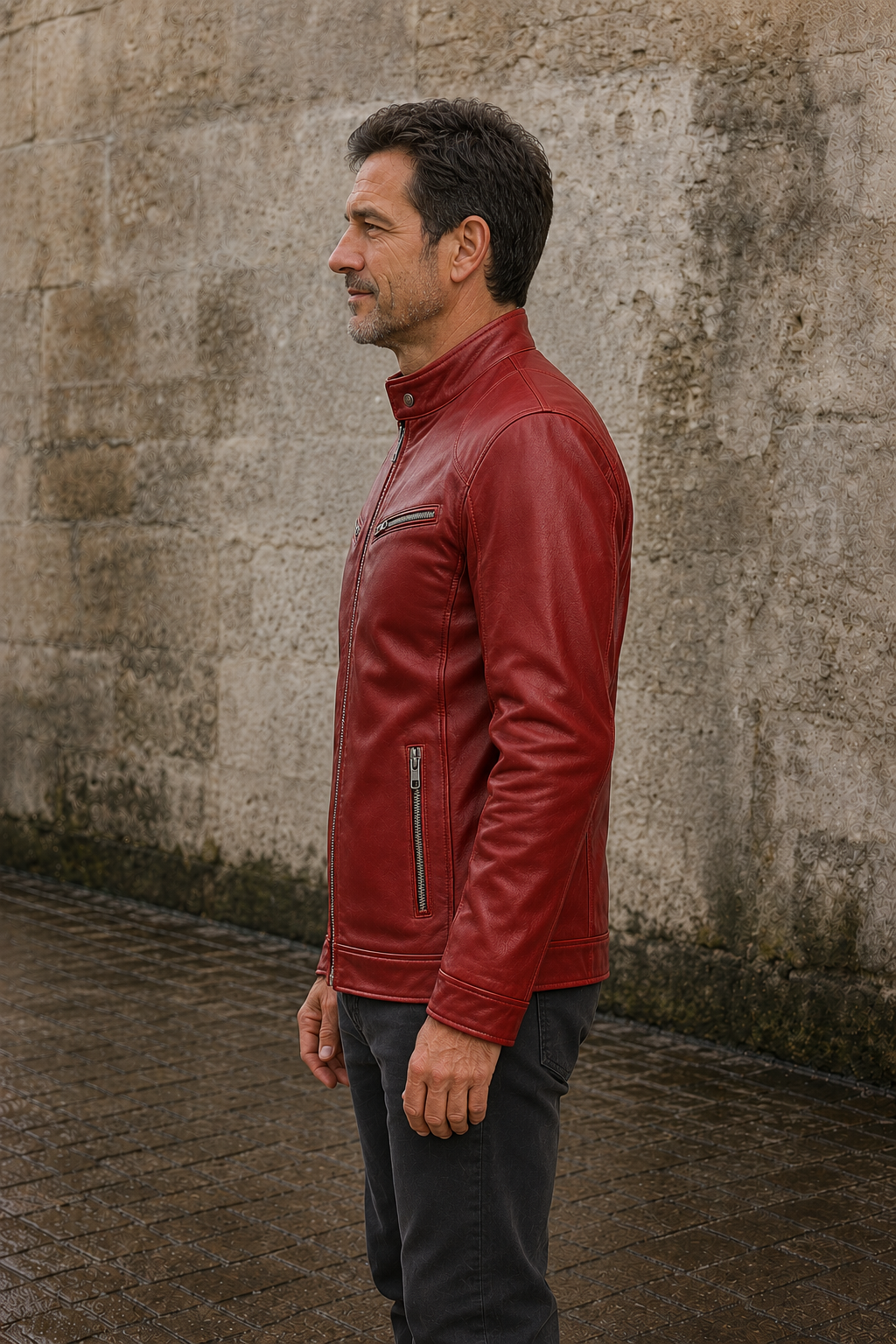 Zip Front Biker Jacket - side