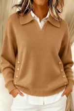 Doriane | Side Button Collar Sweater