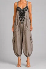 Régina | Embroidered Bodice Jumpsuit