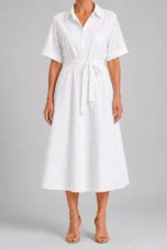 Zilda | Button Front Waist Tie Midi Dress