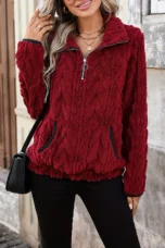 Régine | Textured Quarter Zip Sweatshirt