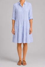 Delia | Striped Tiered Shirt Dress