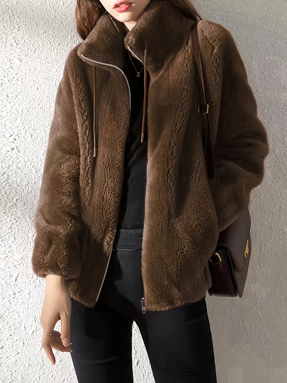 Marlene | Plush Coat, Stand Collar