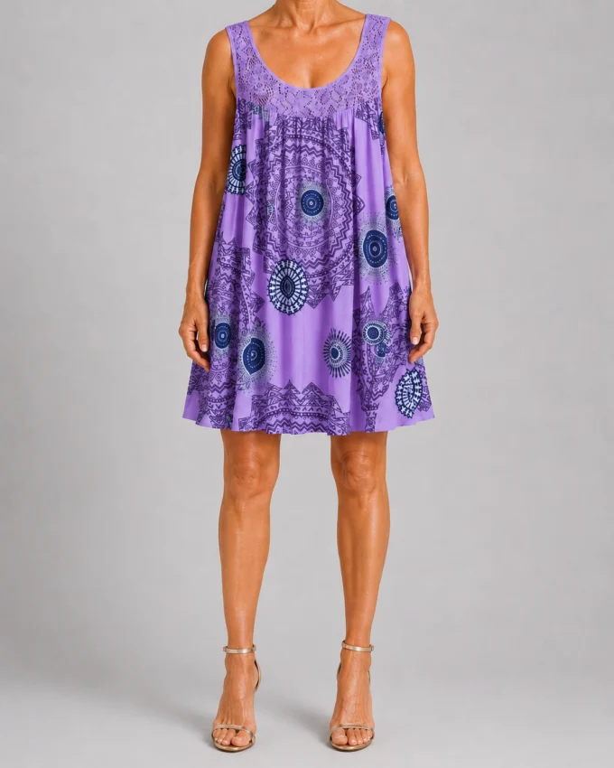 Marion | Contrast Lace Hem A-Line Dress