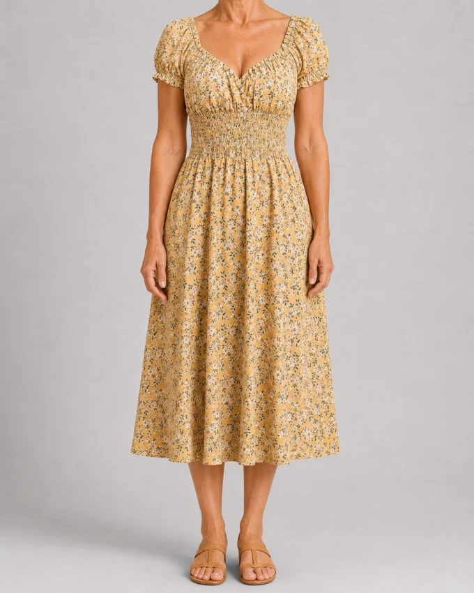 Sophronie | Pleated Frayed Hem Midi Dress