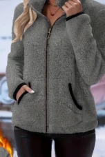 Juliette | Plush Zip Coat, Two Deep Pockets