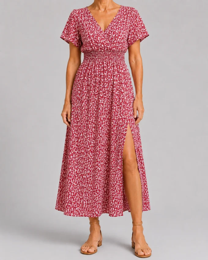 Ozéline | Flutter Sleeve Split Maxi Dress