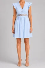 Arlette | Lace Bodice Flutter Sleeve Dress