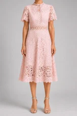 Méline | Cutwork Lace Midi Dress