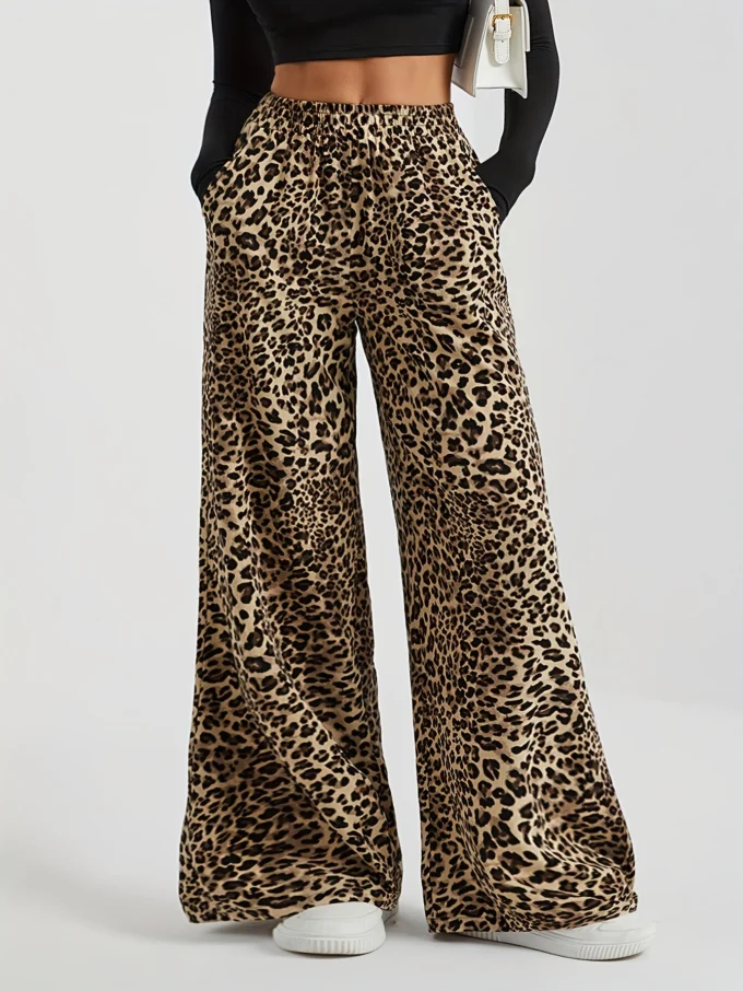 Rosita | Small Leopard Print Wide Leg Pants