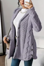 Gaétane | Knitted Argyle Hooded Cardigan