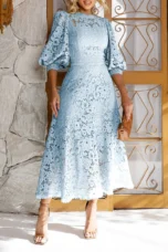 Victoire | Lantern Sleeve Midi Dress
