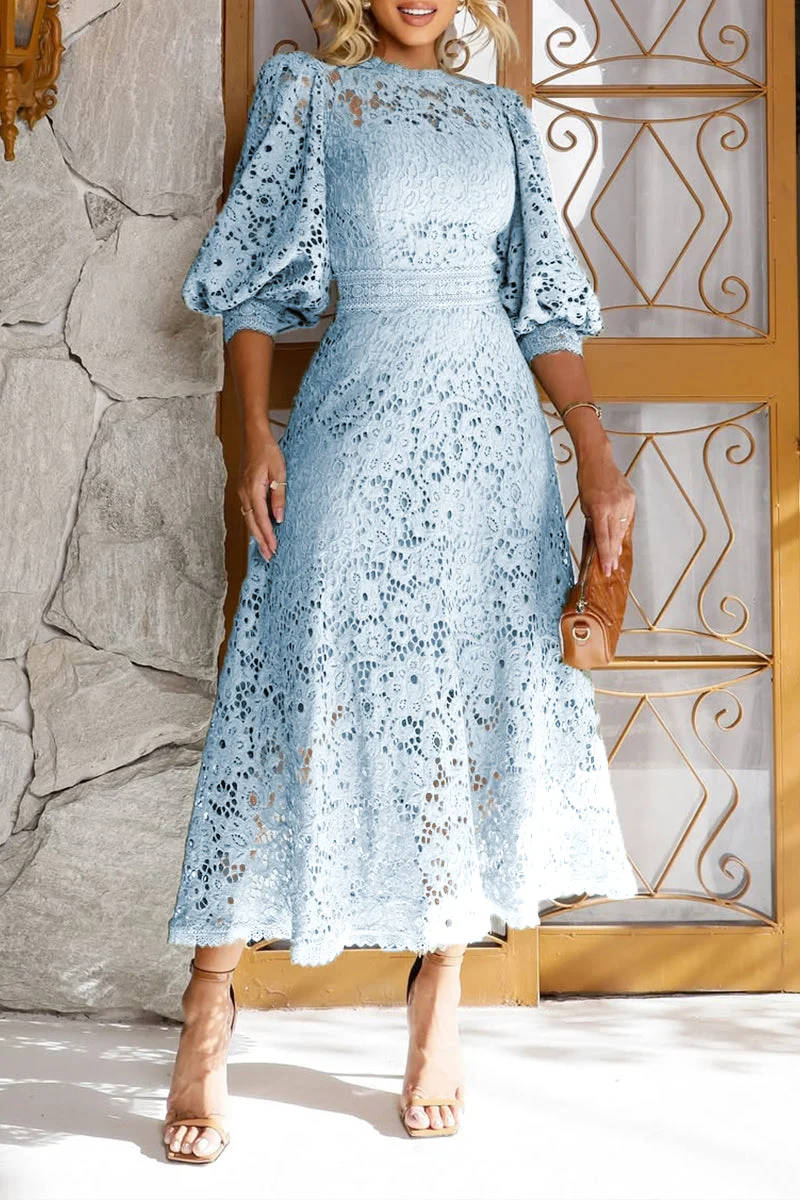 Victoire | Lantern Sleeve Midi Dress