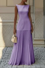 Brigitte | Pleated Gauze Maxi Dress