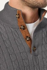 Roméo | Cable Knit Button Collar Sweater
